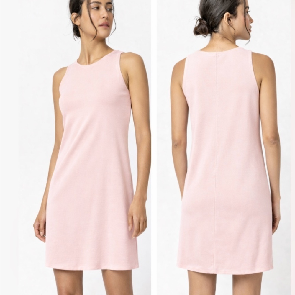 Lilla | P Sleeveless High Neck Cotton Mini Tank Dress Blush Pink Size Small